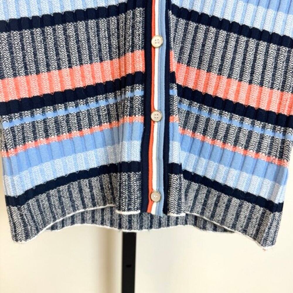 Veronica Beard Calliope Blue Stripe Cardigan Small NEW Short Sleeve V-neck Top - Picture 4 of 7